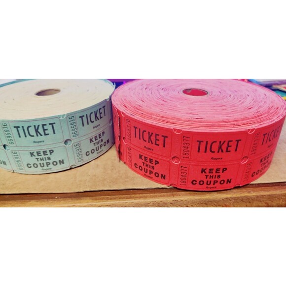 VTG Raffle Ticket Rolls (2) Red & Blue for Events, Carnival, Giveaways, parties - Picture 5 of 7